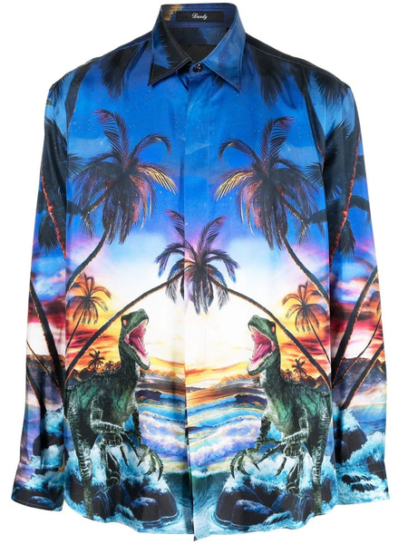  Philipp Plein Hawaii Printed Shirt - Blue 