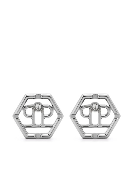  Philipp Plein Hexagonal Logo-charm Stud Earrings - Silver 