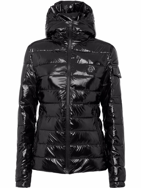  Philipp Plein High-shine Hooded Down Jacket - Black 