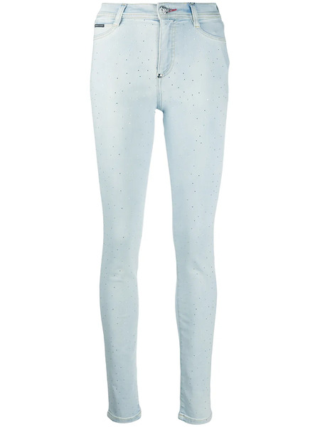  Philipp Plein High-waisted Crystal Jeggings - Blue 