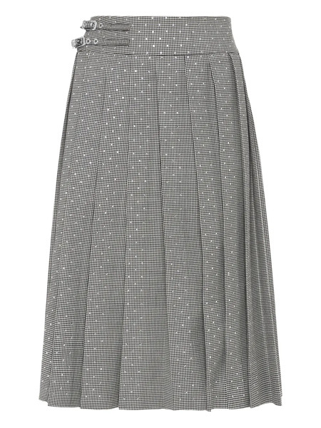  Philipp Plein Houndstooth Pleated Midi Skirt - Black 