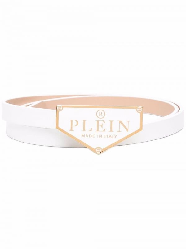  Philipp Plein Iconic Plein Leather Belt - White 