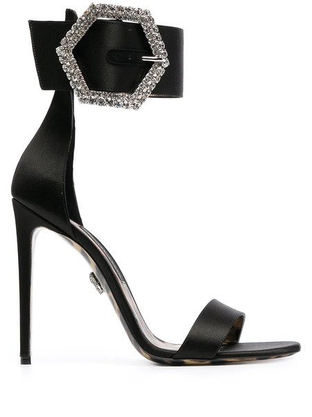  Philipp Plein Iconic Plein Rhinestone-buckle Sandals - Black 
