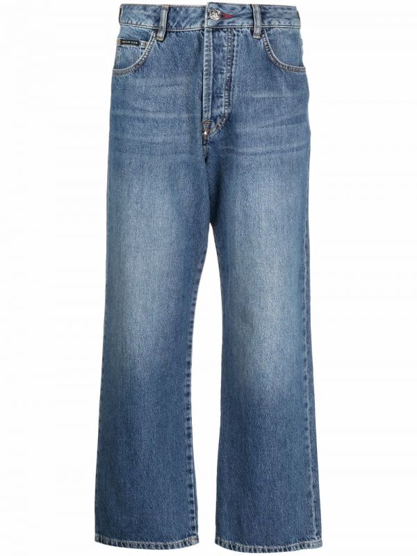  Philipp Plein Iconic Plein Wide-leg Jeans - Blue 