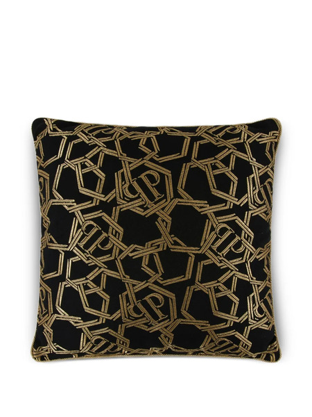  Philipp Plein Jacquard Chains Cushion - Black 
