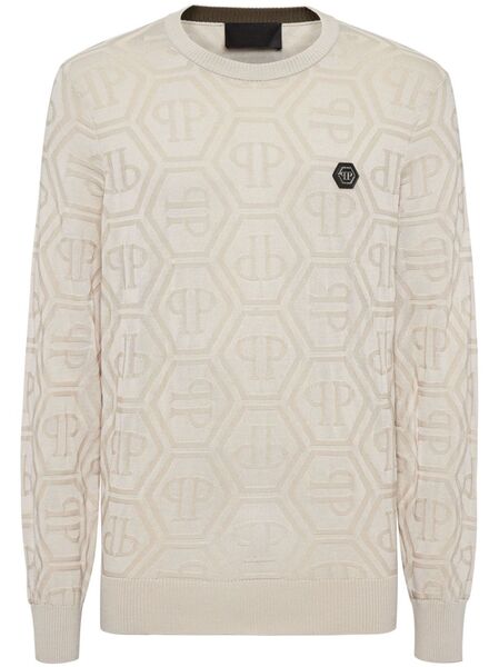  Philipp Plein Jacquard-logo Sweater - Neutrals 