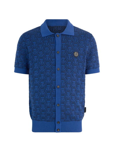  Philipp Plein Jacquard Monogram Cardigan - Blue 