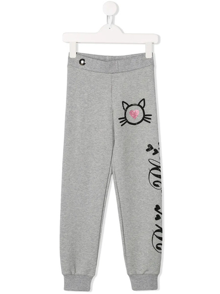  Philipp Plein Junior Crystal Cat Track Pants - Grey 