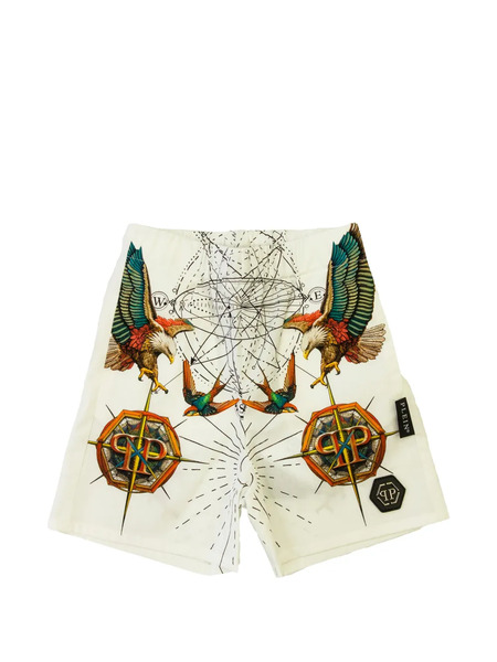  Philipp Plein Junior Eagle-print Shorts - Neutrals 