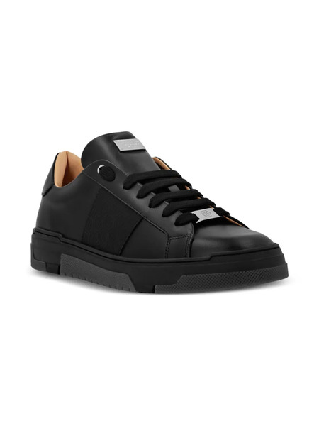  Philipp Plein Junior Embossed Leather Sneakers - Black 