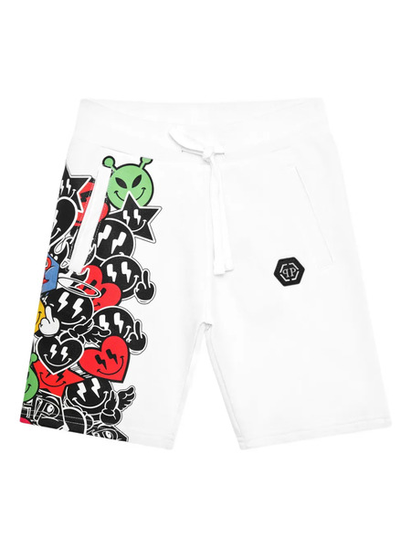  Philipp Plein Junior Graphic Smile Shorts - White 
