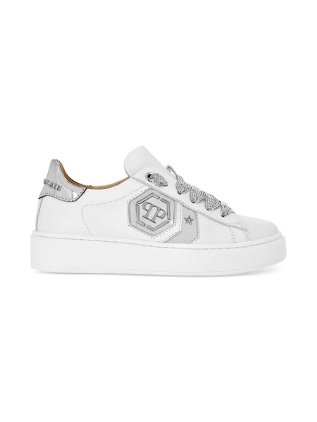  Philipp Plein Junior Hexagon-appliqué Sneakers - White 