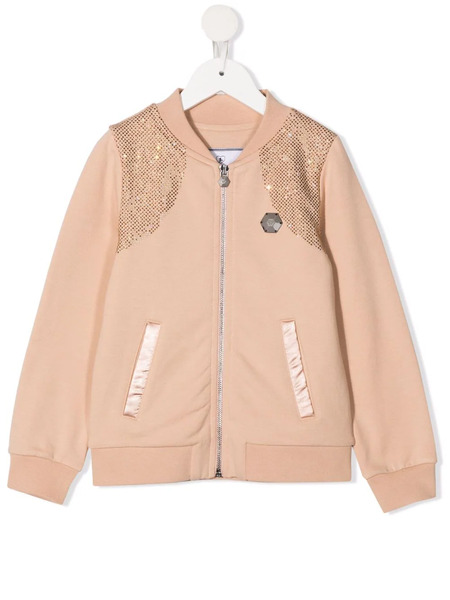  Philipp Plein Junior Iconic Plein Rhinestone-embellished Bomber Jacket - Neutrals 