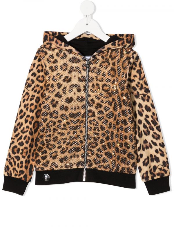  Philipp Plein Junior Leopard-print Hoodie - Neutrals 