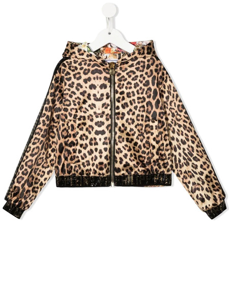  Philipp Plein Junior Leopard-print Zip-up Hooded Jacket - Neutrals 