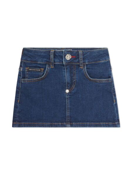  Philipp Plein Junior Logo-patch Denim Skirt - Blue 