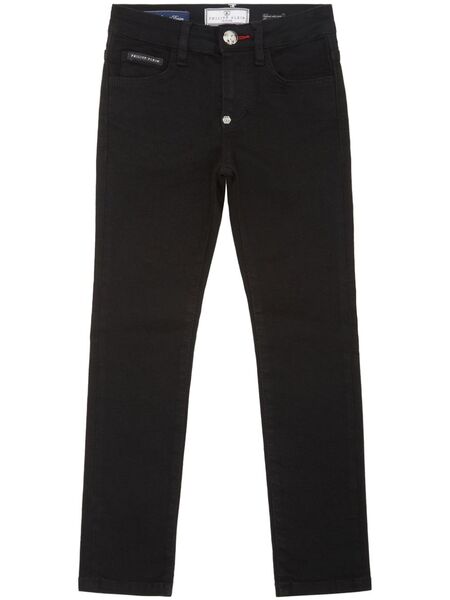 Philipp Plein Junior Logo-patch Five-pocket Straight-leg Jeans - Black 