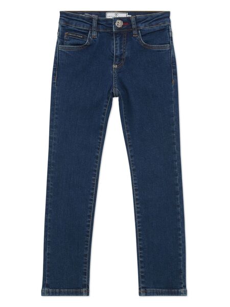  Philipp Plein Junior Logo-patch Five-pocket Straight-leg Jeans - Blue 
