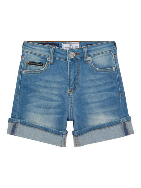  Philipp Plein Junior Logo-patch Shorts - Blue 