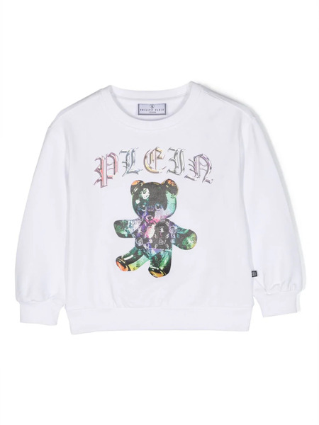 Philipp Plein Junior Logo-print Cotton Sweatshirt - White 