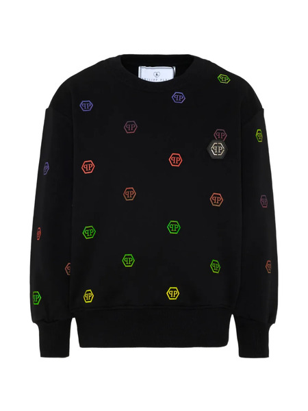  Philipp Plein Junior Logo-print Crew-neck Sweatshirt - Black 