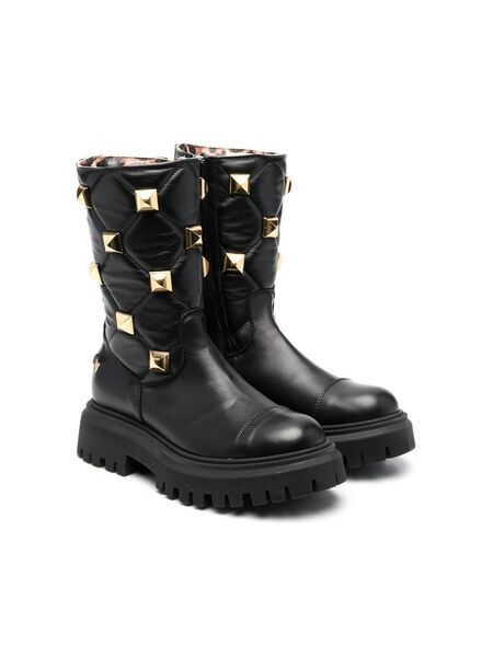  Philipp Plein Junior 40mm Studded Leather Boots - Black 