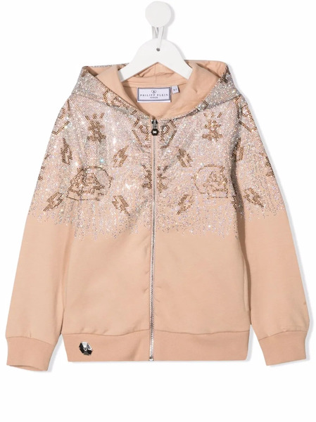  Philipp Plein Junior Monogram-pattern Rhinestone Hoodie - Neutrals 