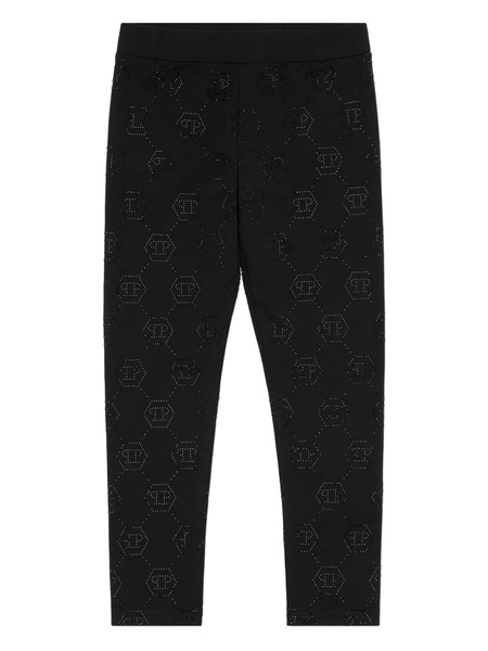  Philipp Plein Junior Monogram Strass Leggings - Black 