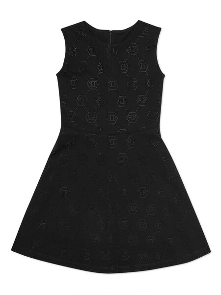  Philipp Plein Junior Monogram-studded Dress - Black 