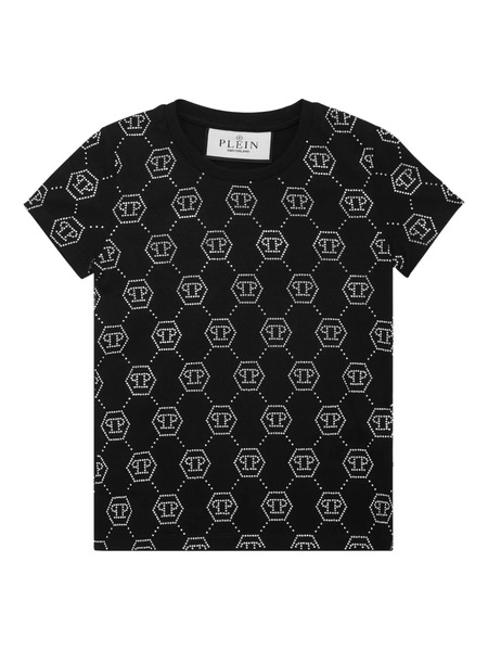  Philipp Plein Junior Pure Monogram Strass T-shirt - Black 