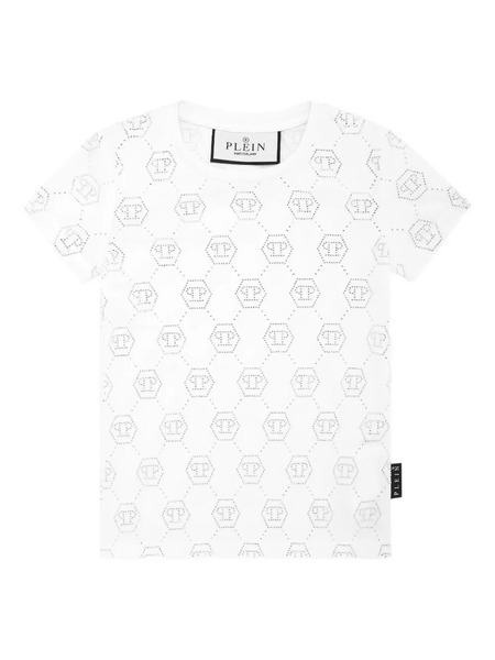  Philipp Plein Junior Pure Monogram Strass T-shirt - White 