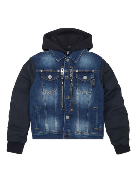  Philipp Plein Junior Racing Club Denim Oversize Jacket - Blue 