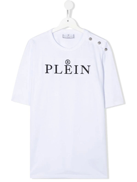  Philipp Plein Junior Shoulder-button Chest-logo T-shirt - White 