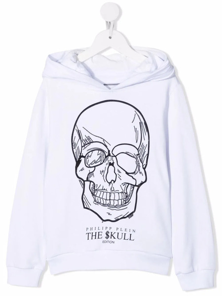  Philipp Plein Junior Skull-embellished Hoodie - White 
