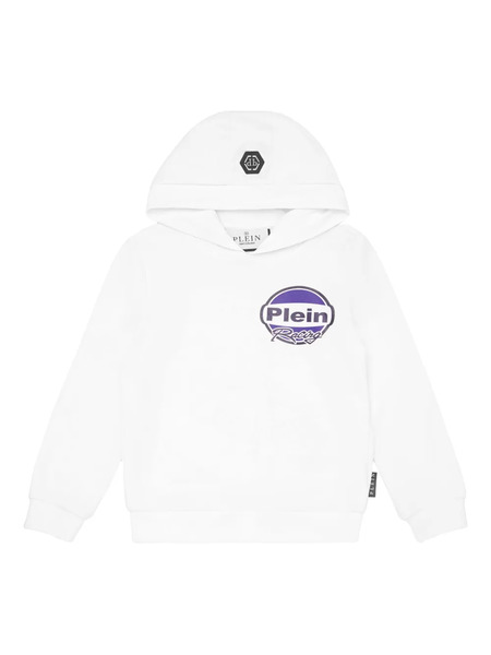  Philipp Plein Junior Strass Cars Racing Hoodie - White 