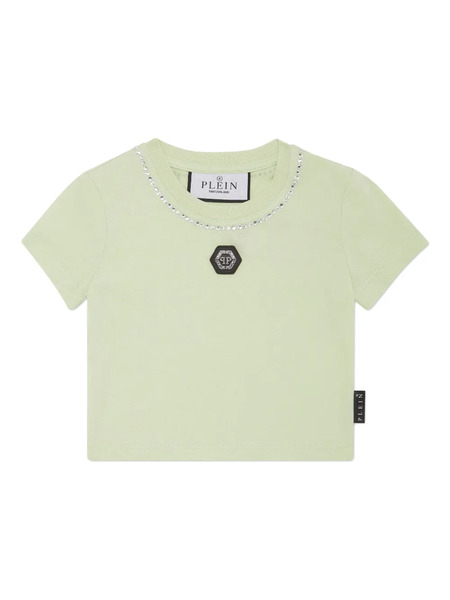  Philipp Plein Junior Strass Cropped T-shirt - Green 