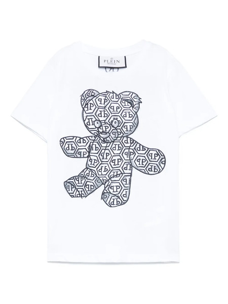  Philipp Plein Junior Teddy Bear-embellished T-shirt - White 