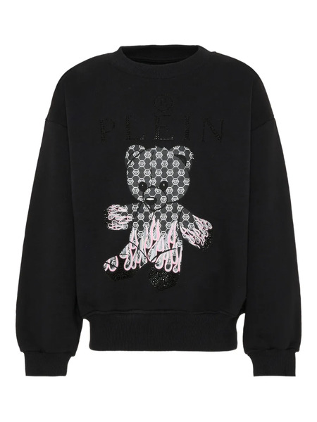  Philipp Plein Junior Teddy-print Crew-neck Sweatshirt - Black 