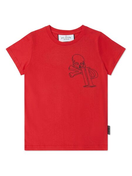  Philipp Plein Junior Wire Frame Cotton T-shirt - Red 