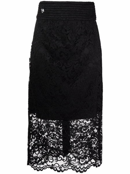  Philipp Plein Lace Midi Skirt - Black 