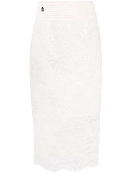  Philipp Plein Lace Midi Skirt - Neutrals 