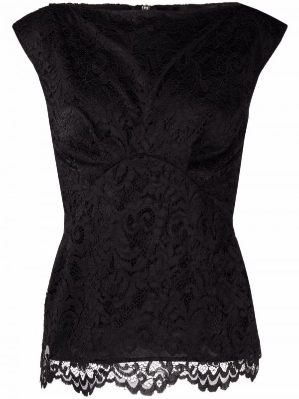  Philipp Plein Lace-patterned Sleeveless Blouse - Black 