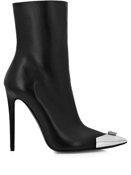  Philipp Plein Leather Ankle Boots - Black 