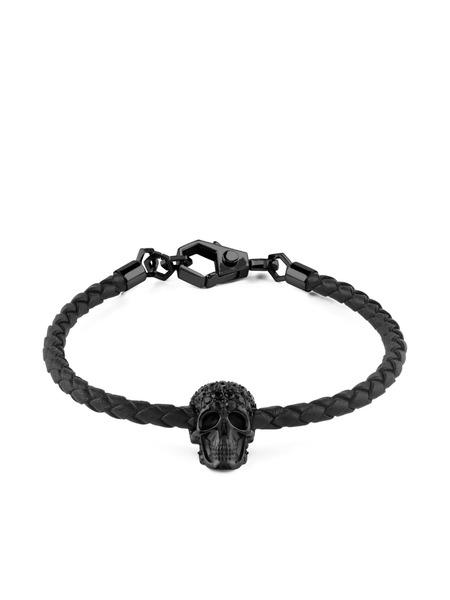  Philipp Plein Leather Bracelet - Black 