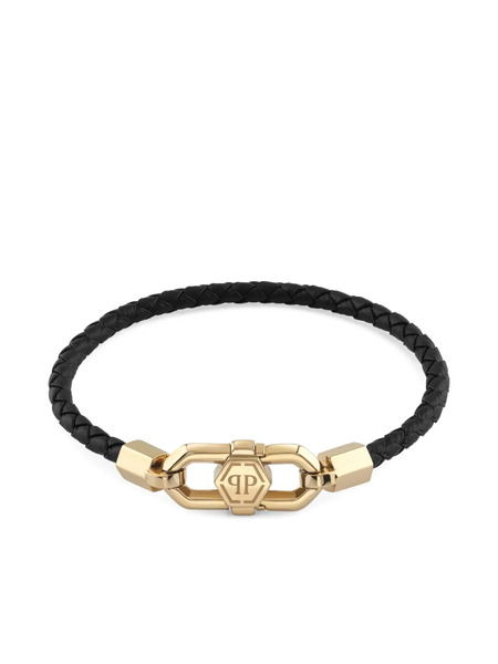  Philipp Plein Leather Clasp Bracelet - Gold 