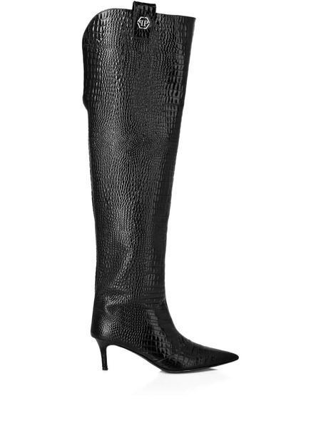  Philipp Plein Leather Stiletto-heel Over-the-knee Boots - Black 