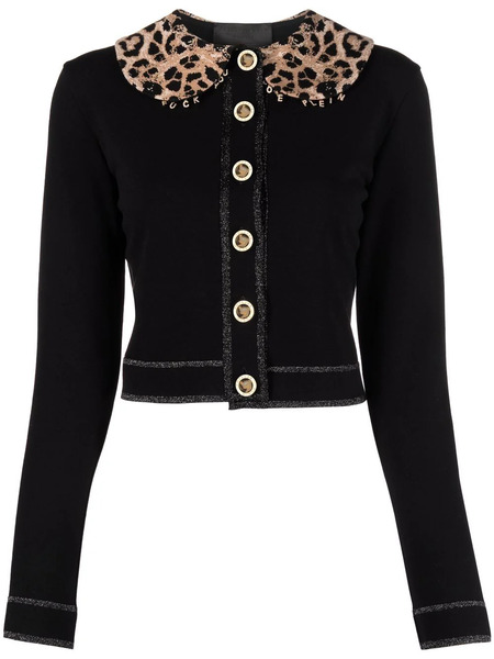  Philipp Plein Leopard Print Collar Cardigan - Black 