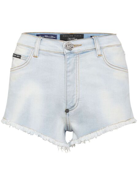  Philipp Plein Logo-appliqué Denim Shorts - Blue 