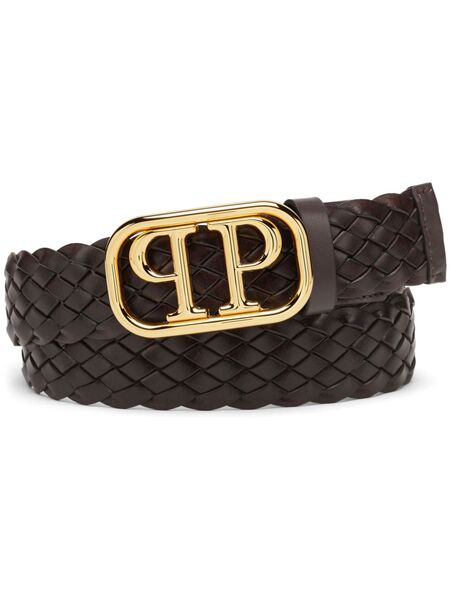  Philipp Plein Logo Buckle Leather Belt - Brown 