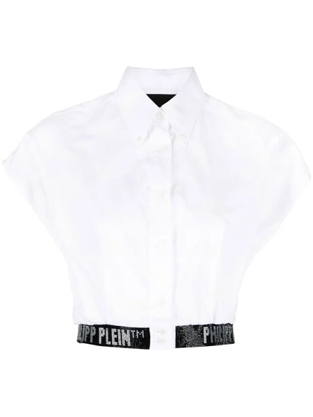  Philipp Plein Logo-embellished Cropped Shirt - White 